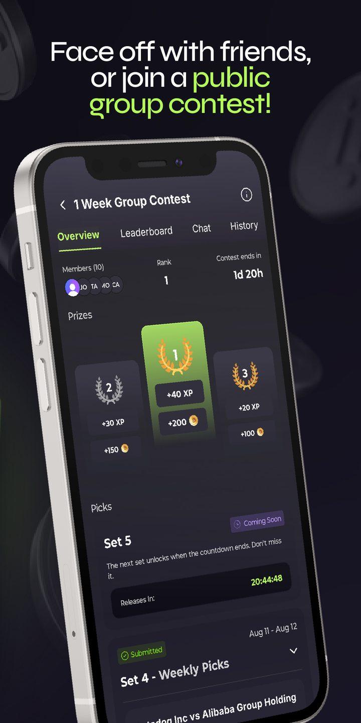 Dynarii group contest screen